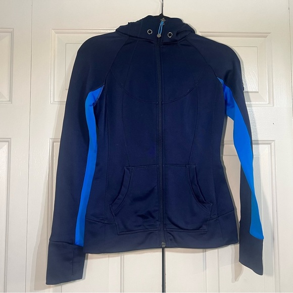 Athleta Strength Cozy Hoodie Full Zip Jacket Macaw Navy Royal Blue Size XS - Picture 5 of 10